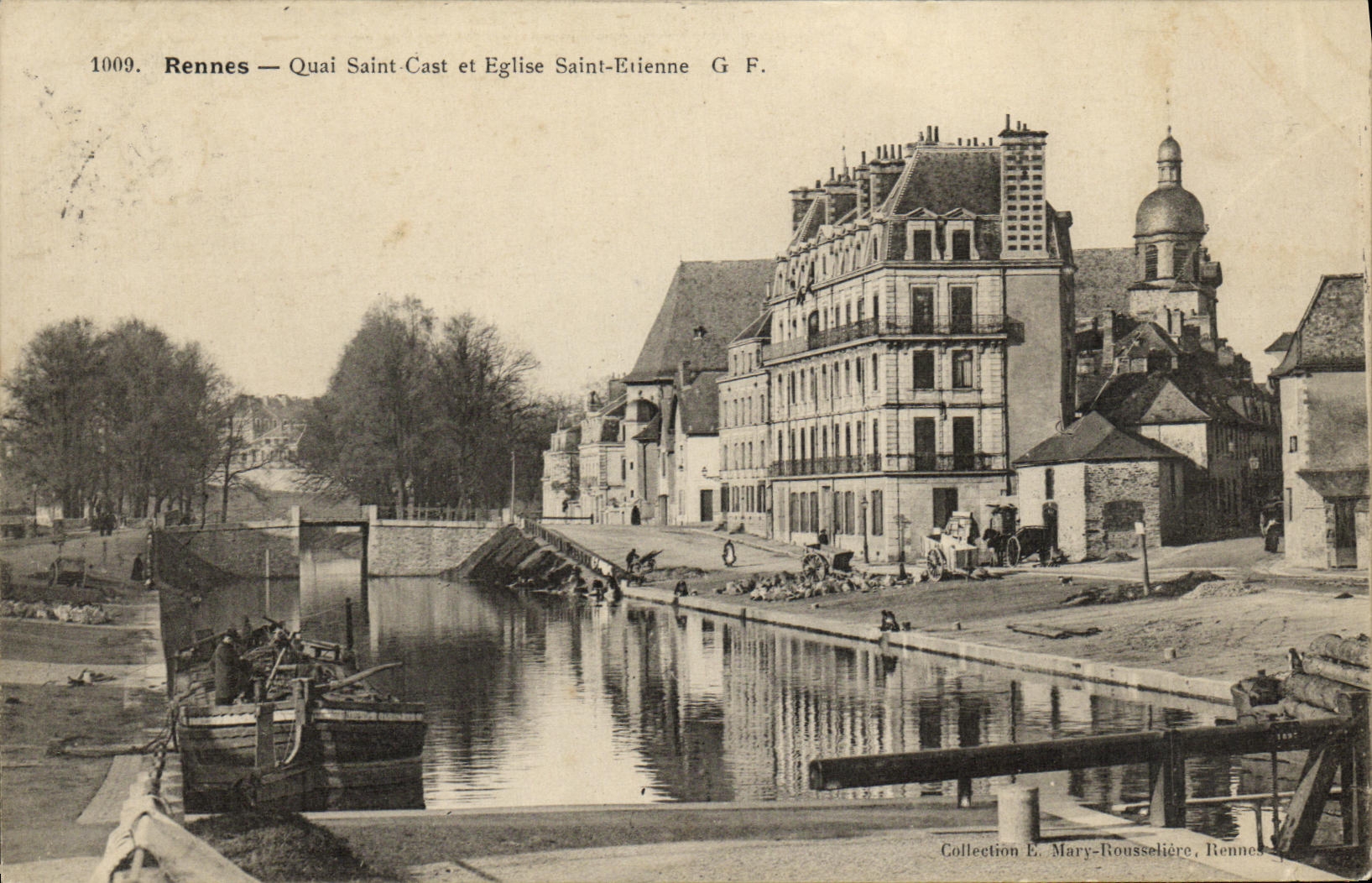 Rennes — Quai Saint-Cast et Église Saint-Étienne — G. F. — Collection E. Mary-Rousselière