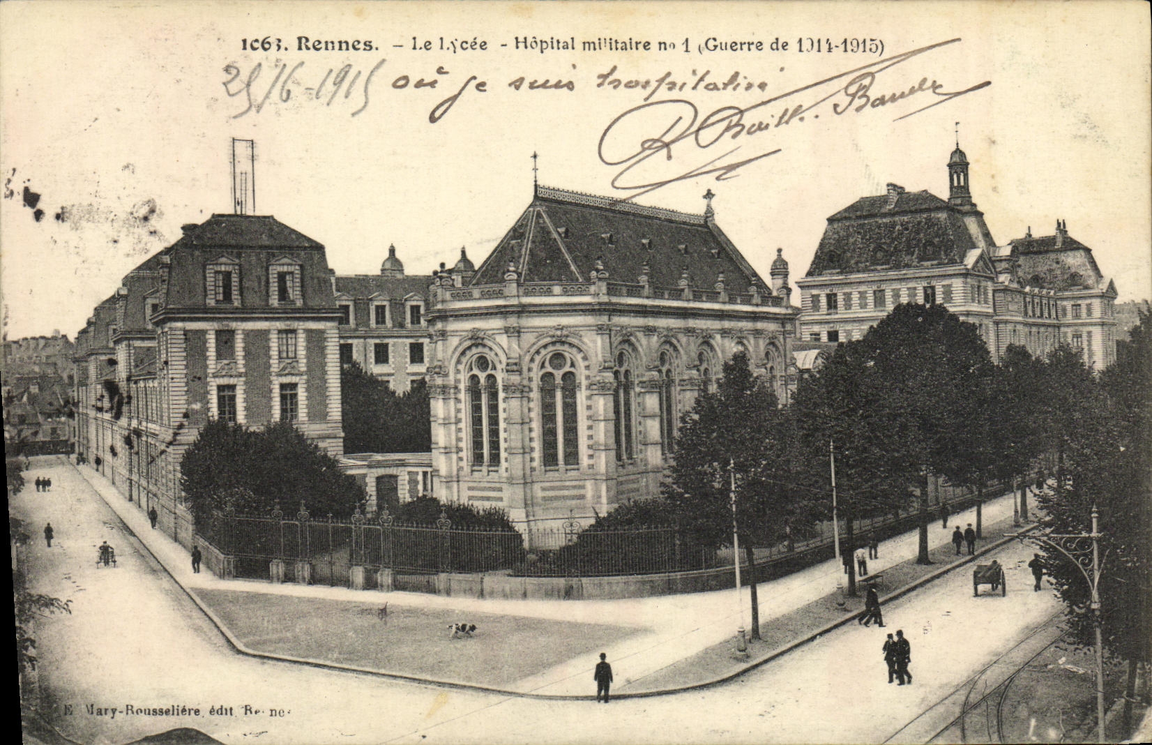 CPA Rennes Hopital Millitaire numero 1 Militaria Lycee