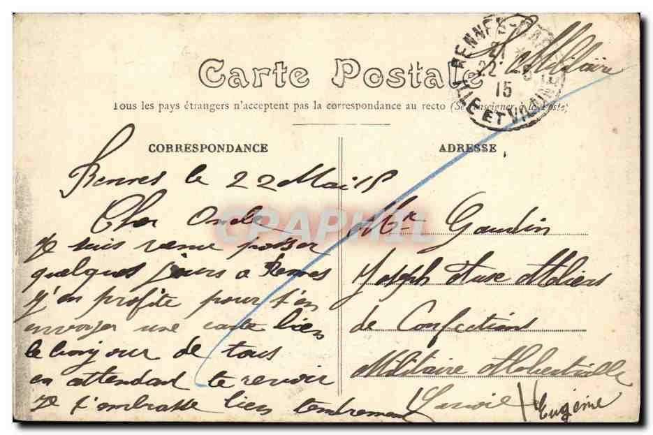 CPA Rennes Le Jardin des Plantes L Allee de La Grotte — Rückseite