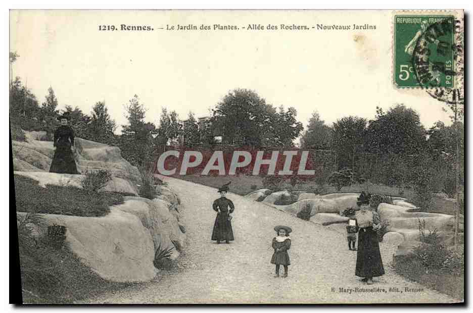 CPA Rennes Le Jardin des Plantes Allee des rochers Nouveaux jardins Femme Enfants