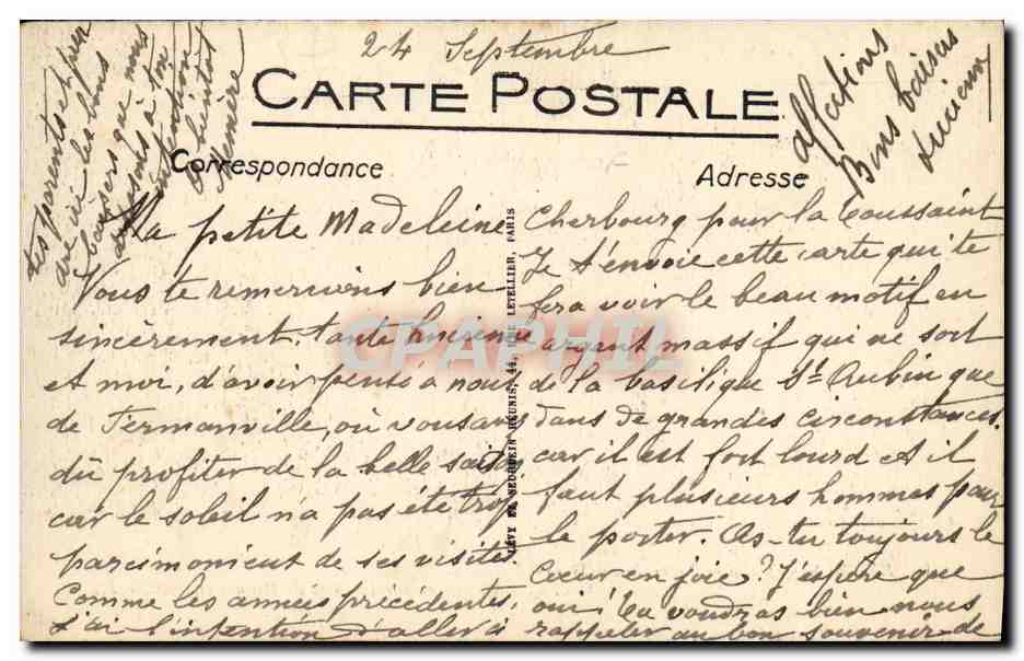 CPA Rennes Eglise Notre Dame Bonne Nouvelle Autel du Voeu motive par la Peste de REnnes en 1632 — Rückseite