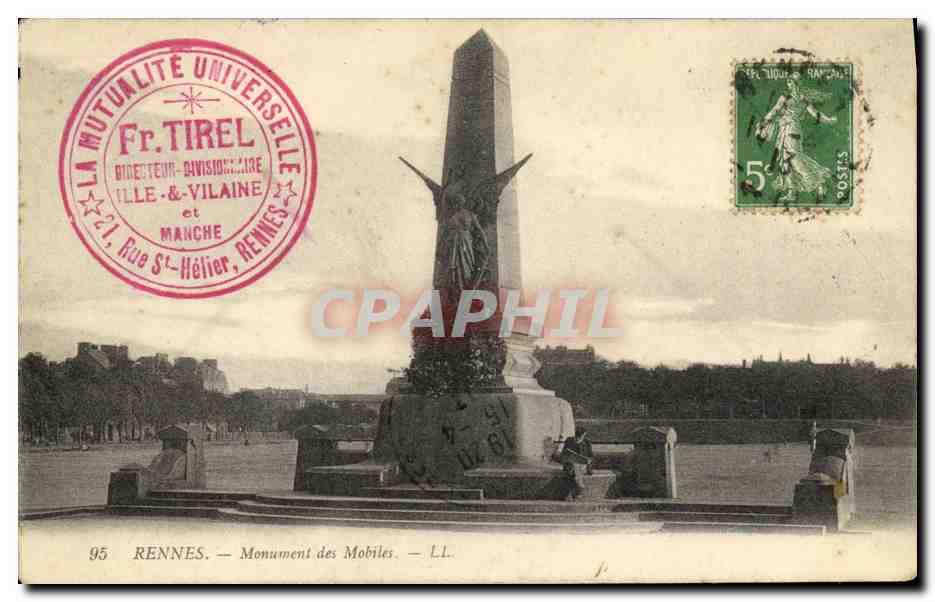 CPA Rennes Monument des Mobiles Militaria