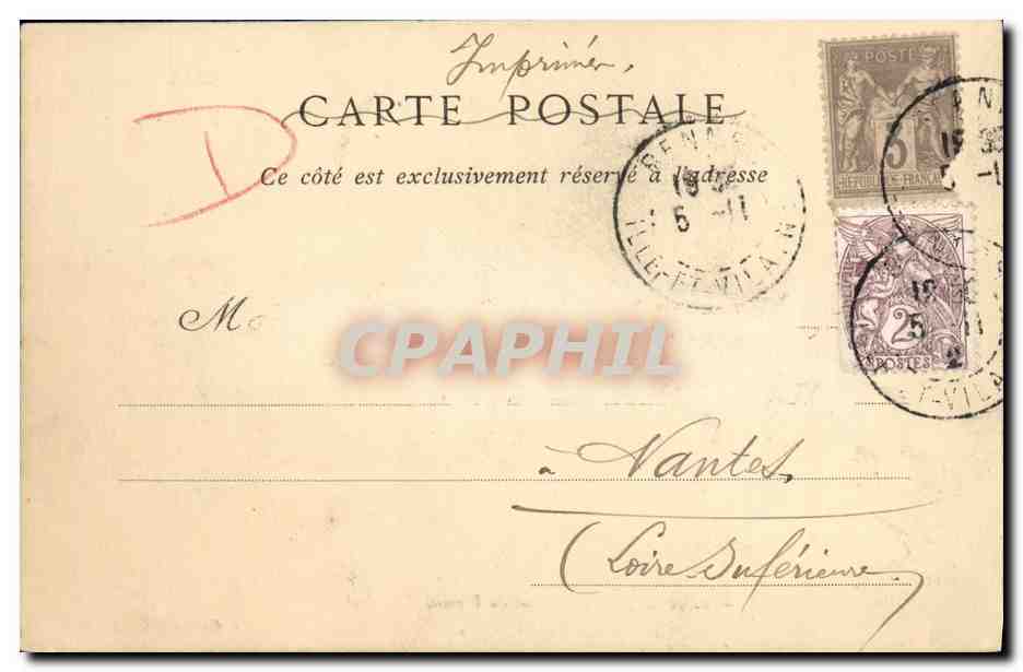 CPA Rennes Palais de Justice Cabinet du Premier President — Rückseite