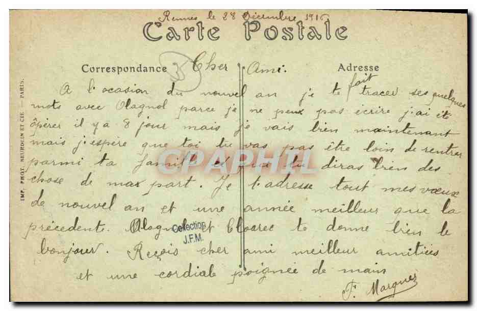 CPA Rennes L Ecole de Medecine — Rückseite