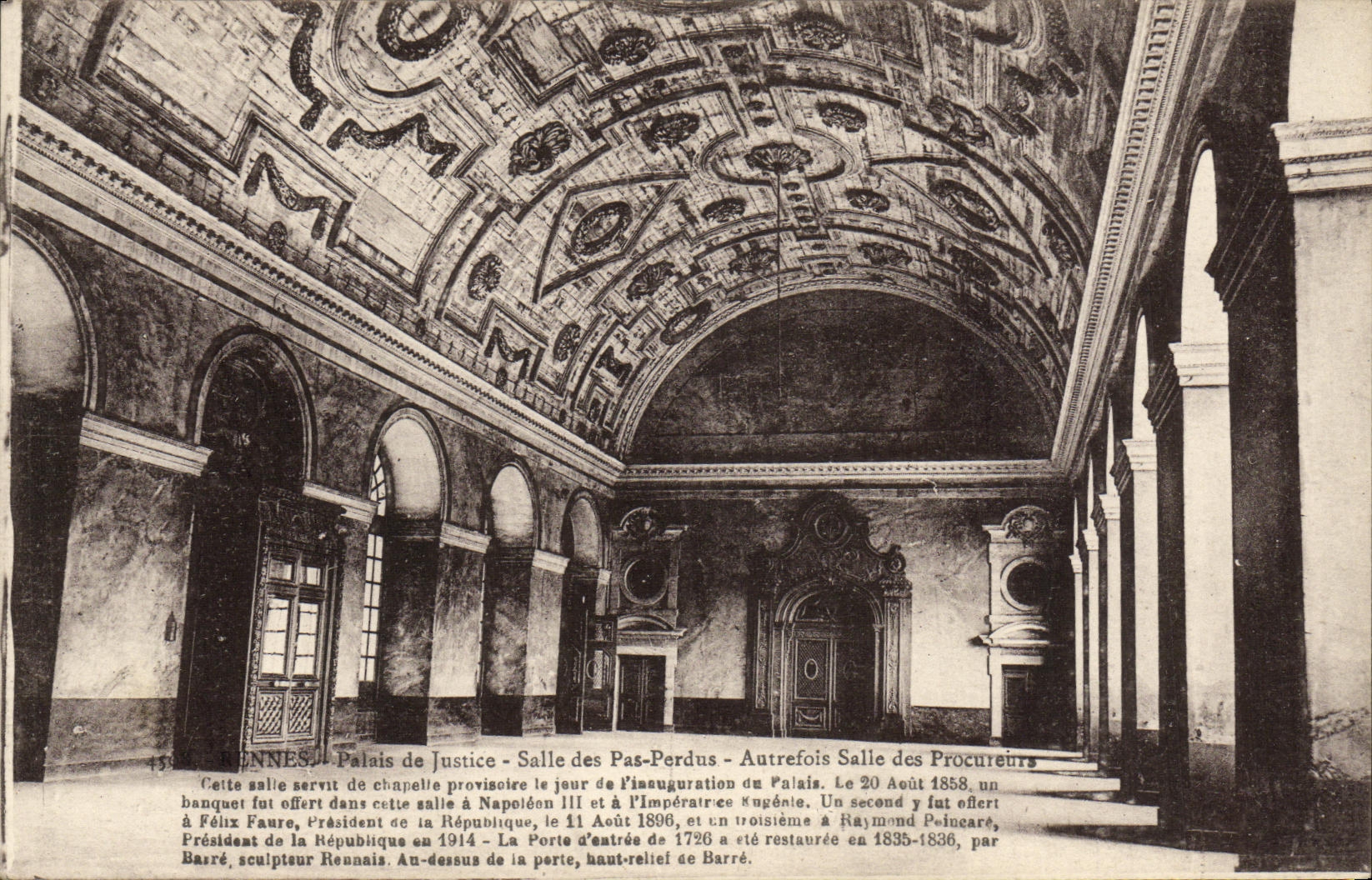 Palais de Justice - Salle des Pas-Perdus à Rennes — Autrefois Salle des Procureurs