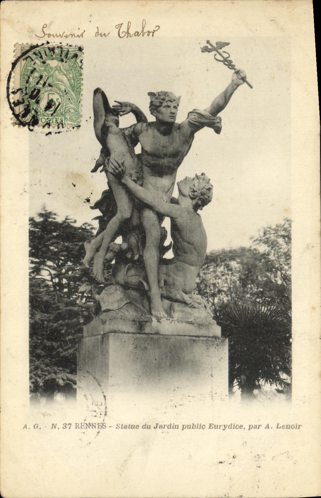 Statue du Jardin public Eurydice — Rennes — par A. Lenoir — A.G. N. 37