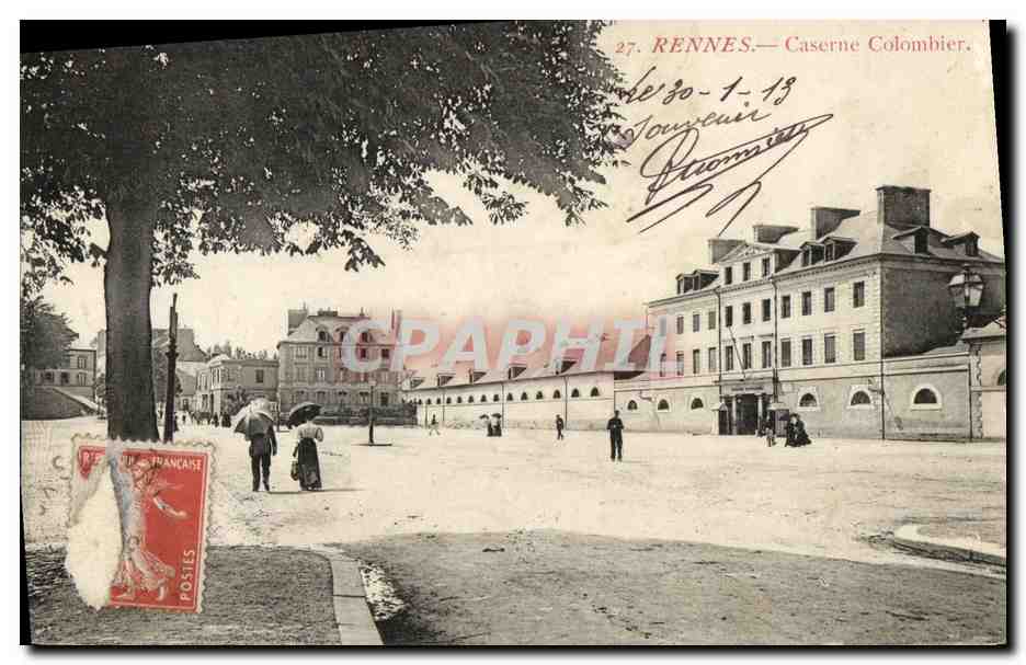 CPA Rennes La Caserne du Colombier Militaria