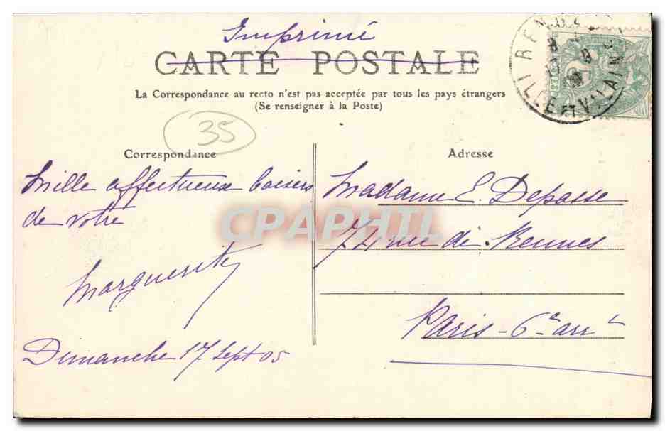 Le Pont Rustique du Jardin des Plantes — Rennes — Éditeur La Bretagne, n° 92 — Verso