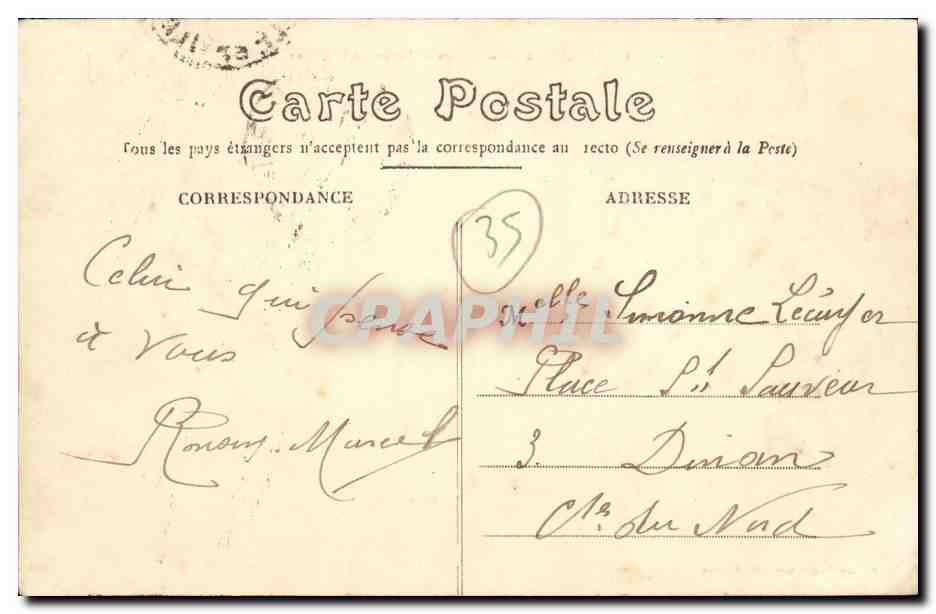CPA Rennes Le Palais de Justice et le Bassin — Rückseite