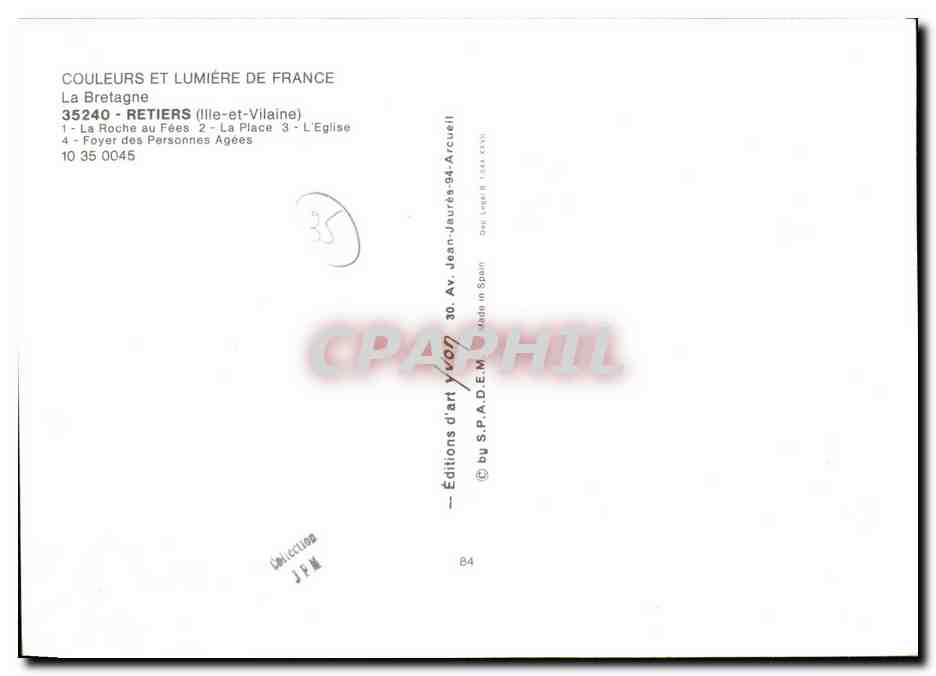 Rétiers — La Roche au Fées, la place, l'église, le foyer des personnes âgées — Éditions d'art Yvon, n° 35240 — Reverso