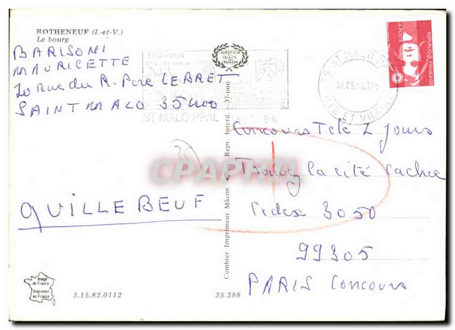 CPM Rotheneuf Le Bourg — Back