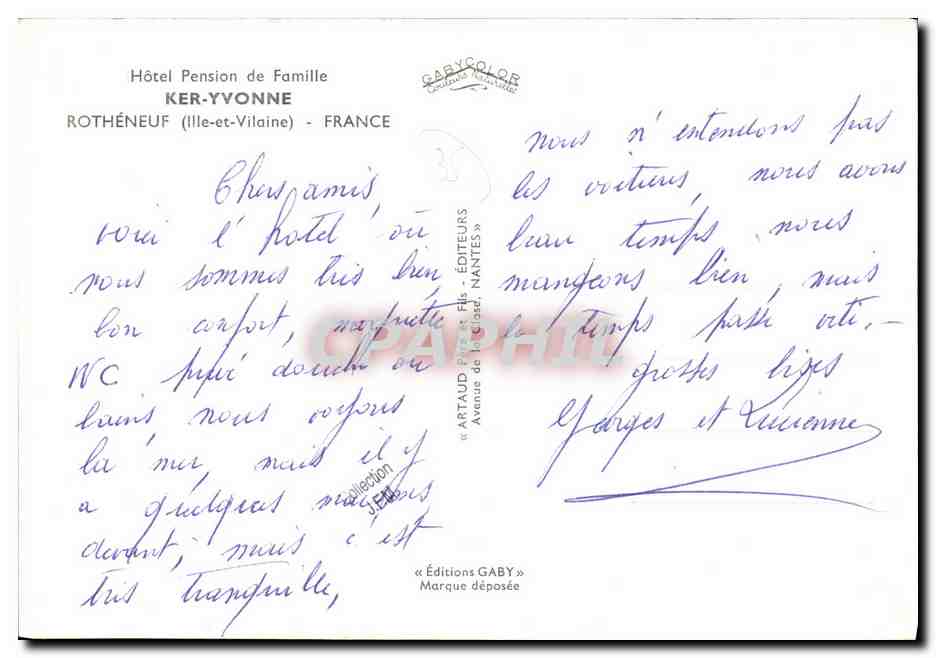 CPM Rotheneuf pension de famille Rotheneuf  — Rückseite