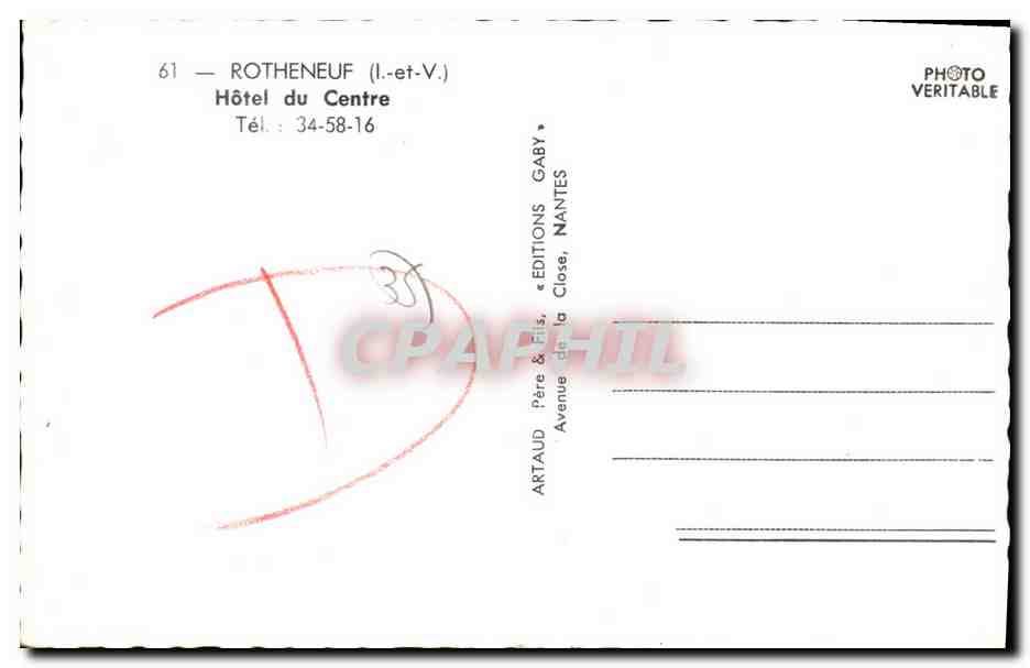 CPM Rotheneuf Hotel du Centre Hotel Restaurant  — Rückseite