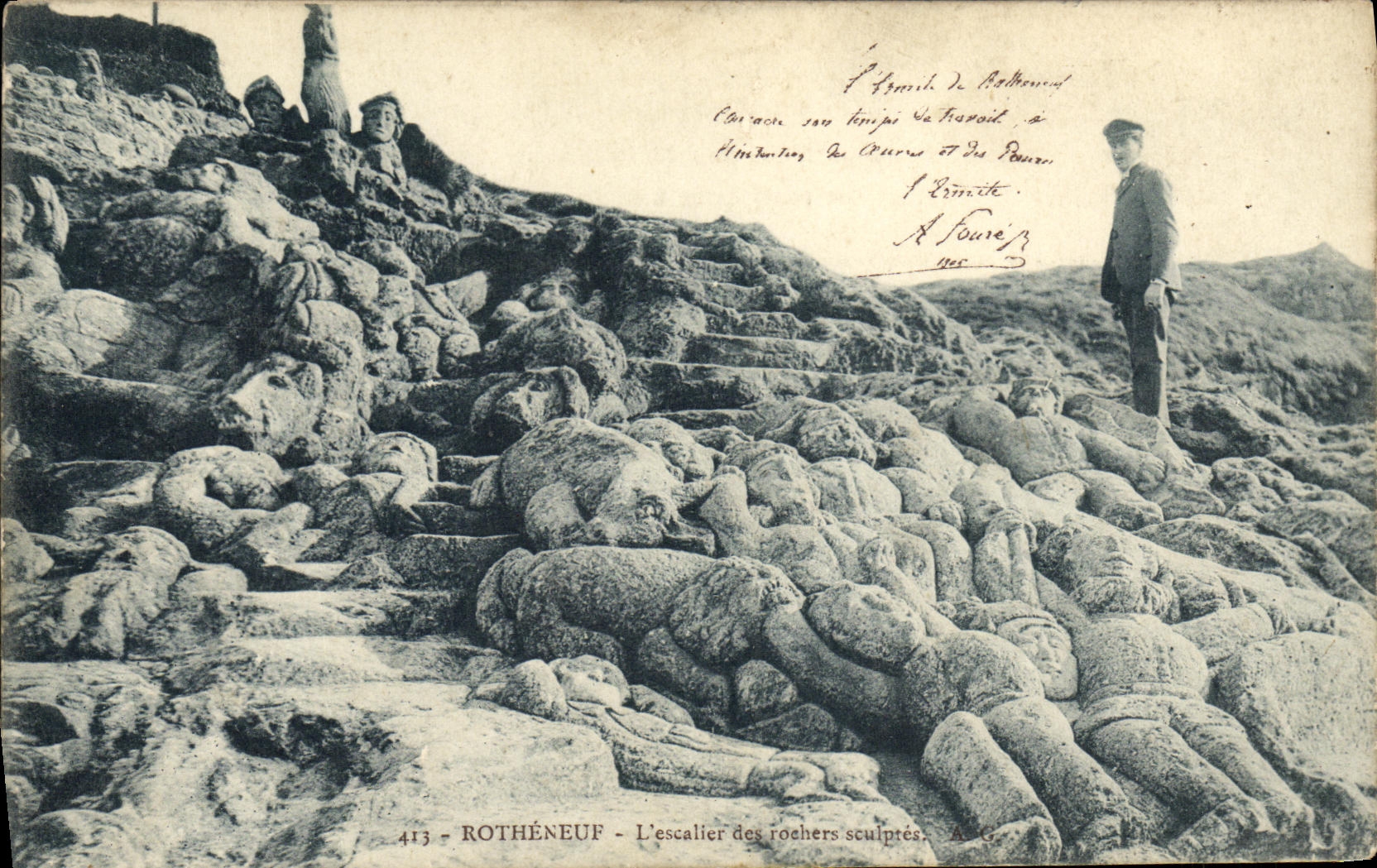 CPA Rotheneuf L escalier des Rochers Sculptes 