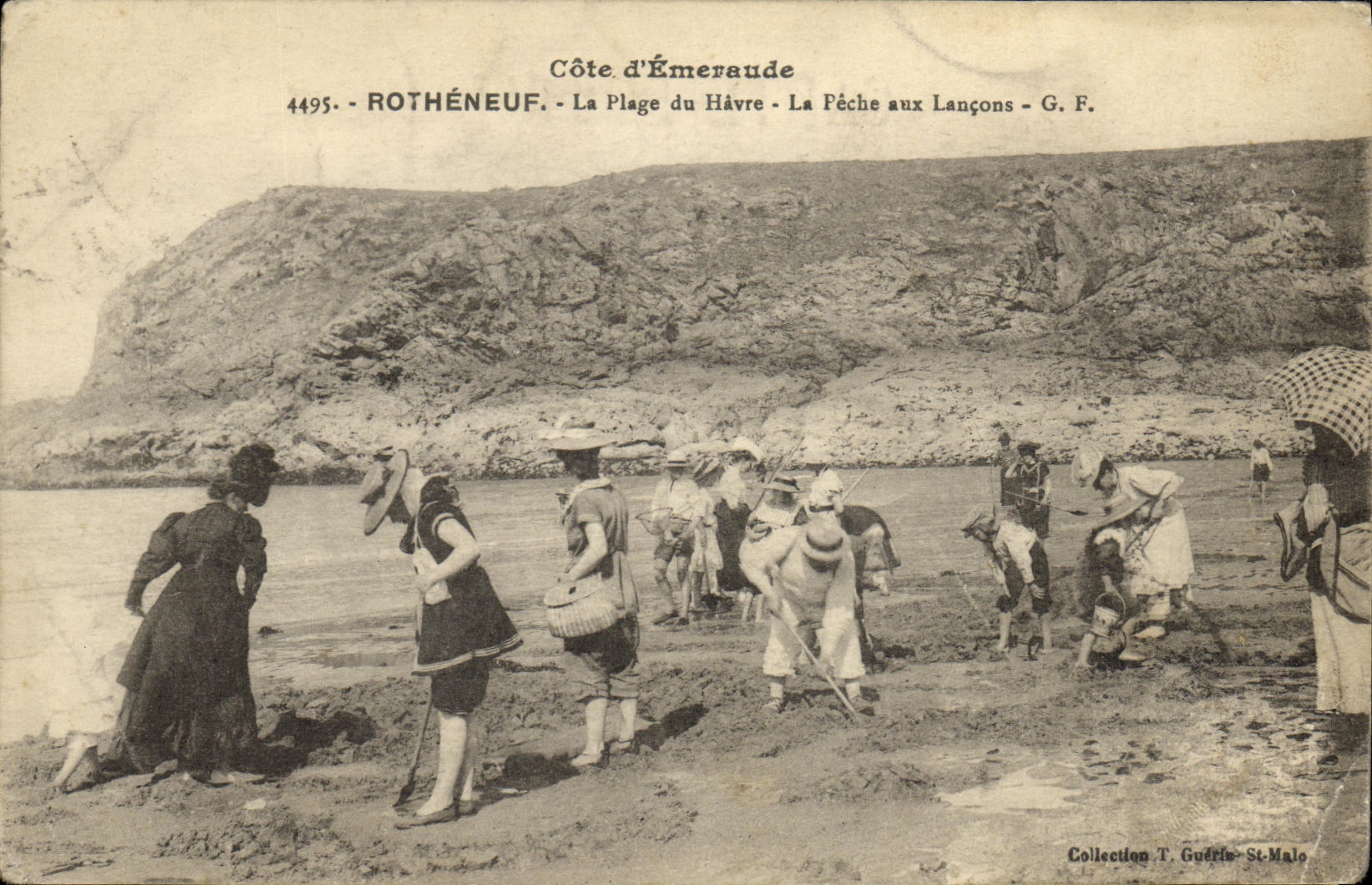 CPA Rotheneuf La Plage Du Havre La Peche Aux Lancons