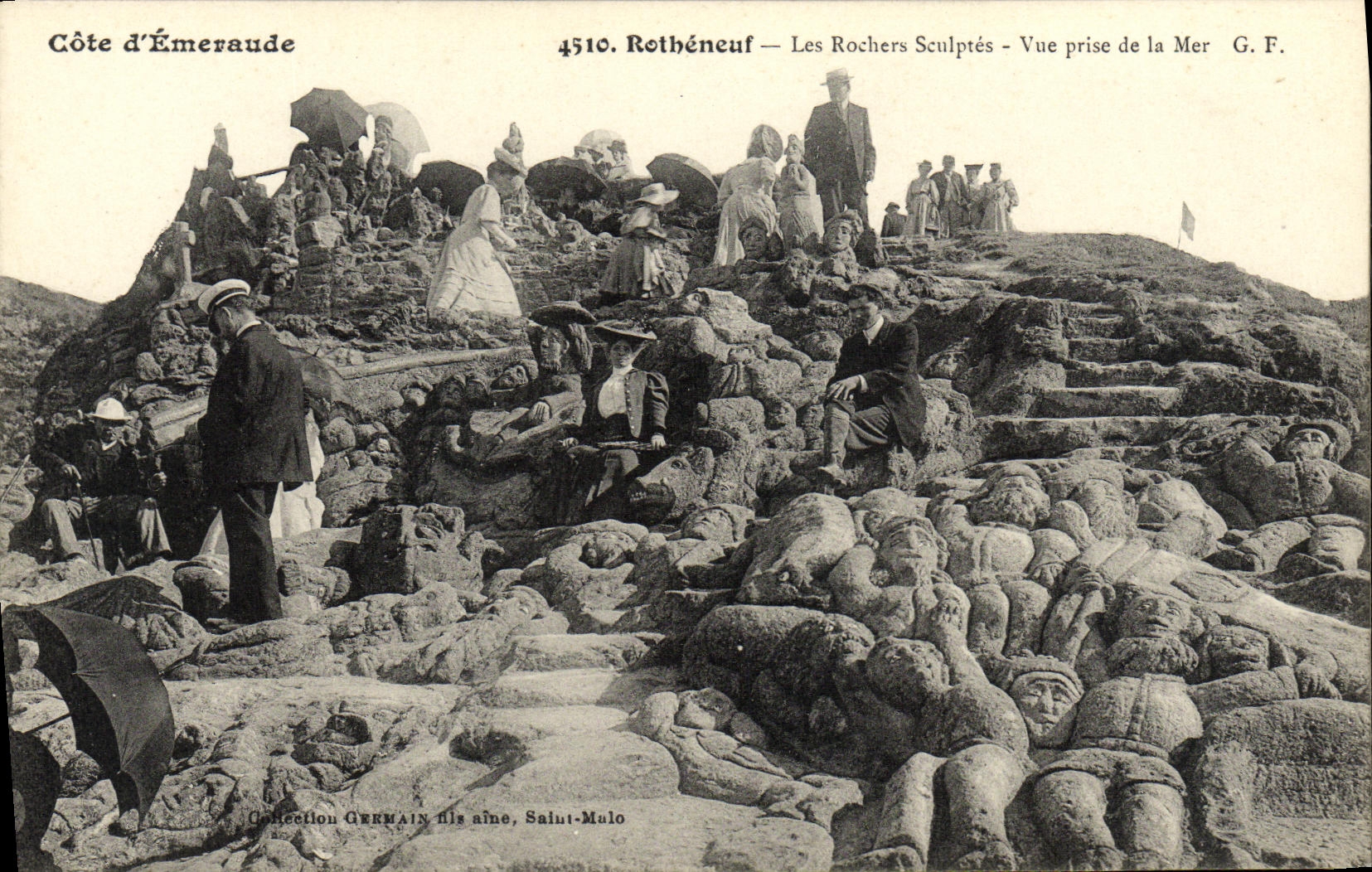 Rothéneuf — Les Rochers Sculptés — Vue prise de la Mer — G.F.