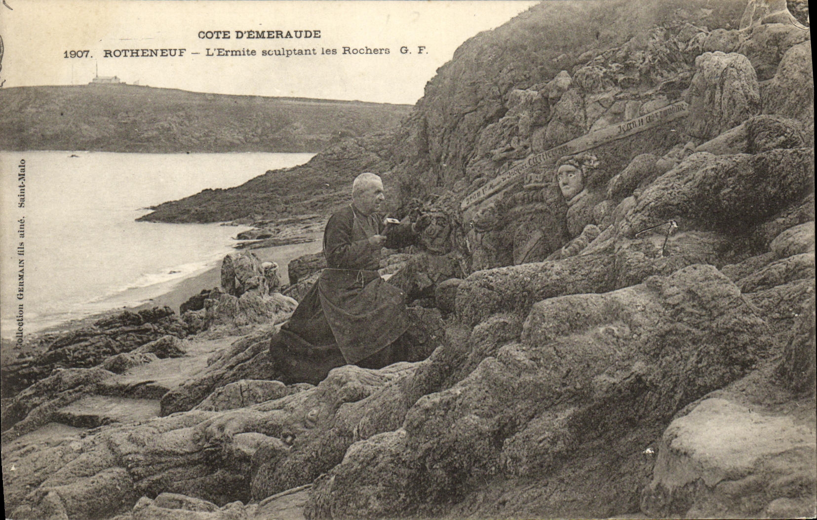Rotheneuf — L'Ermité sculptant les Rochers — G. F. — Collection Germain fils aîné