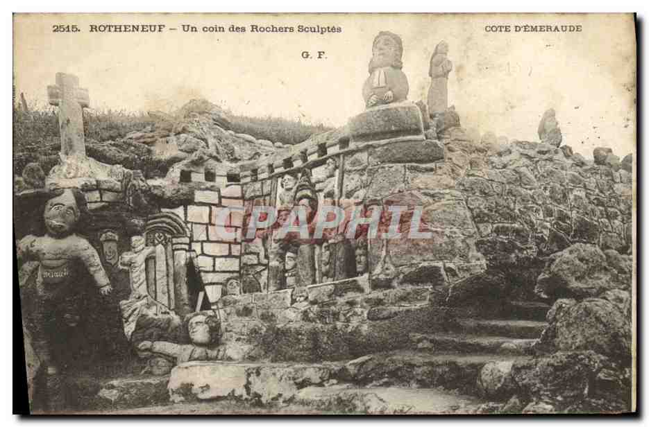 CPA Rotheneuf Un Coin des Rochers Sculptes