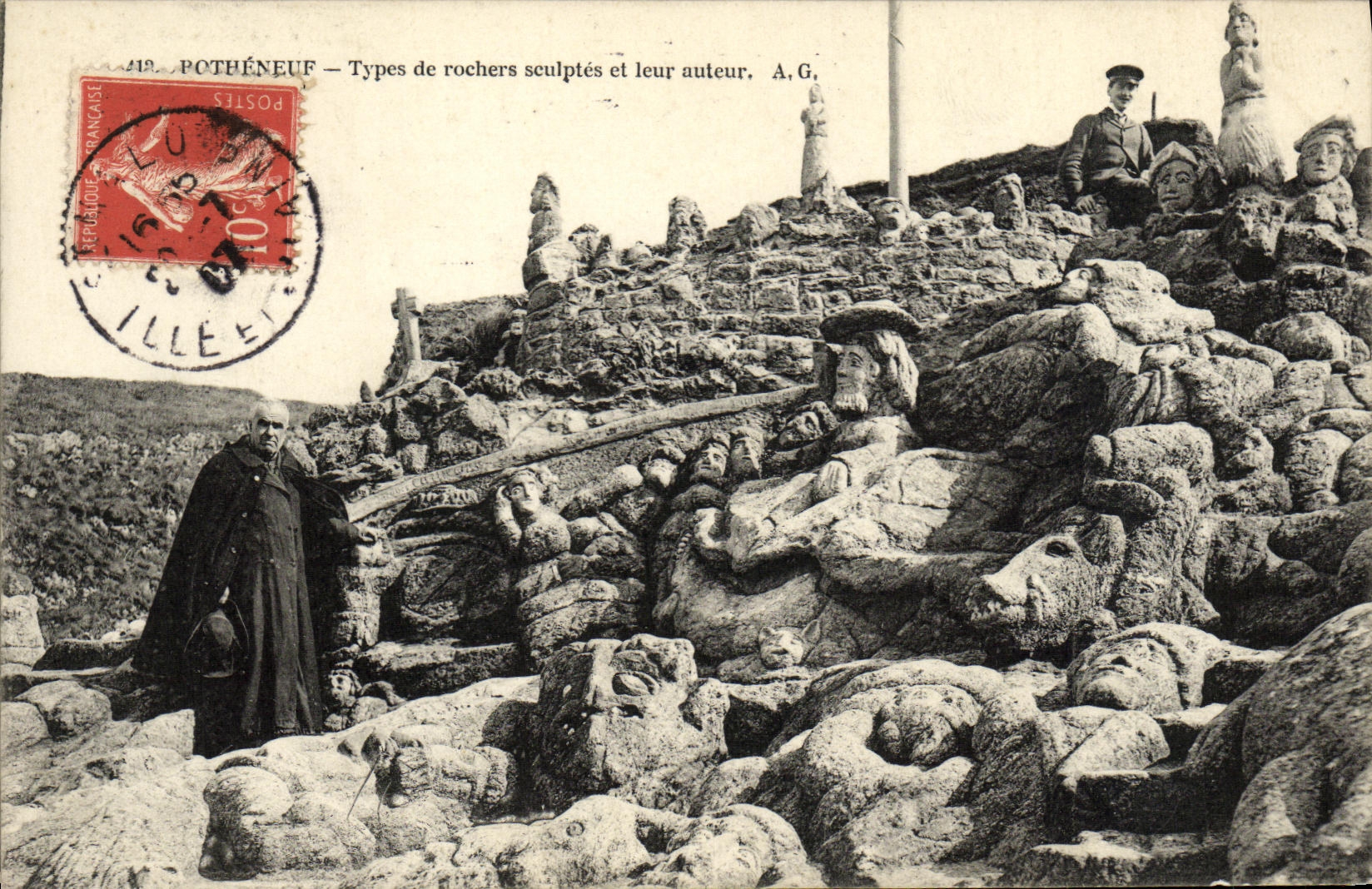 Pothénéuf — Types de rochers sculptés et leur auteur, A.G.