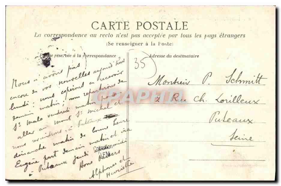 Pothénéuf — Types de rochers sculptés et leur auteur, A.G. — Verso