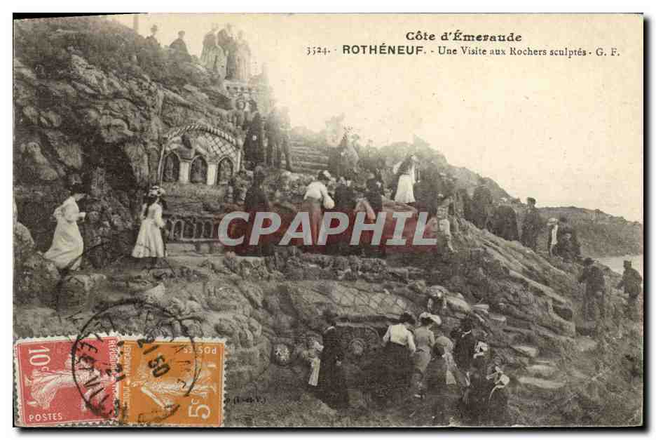CPA Rotheneuf Une Visite aux Rochers Sculptes