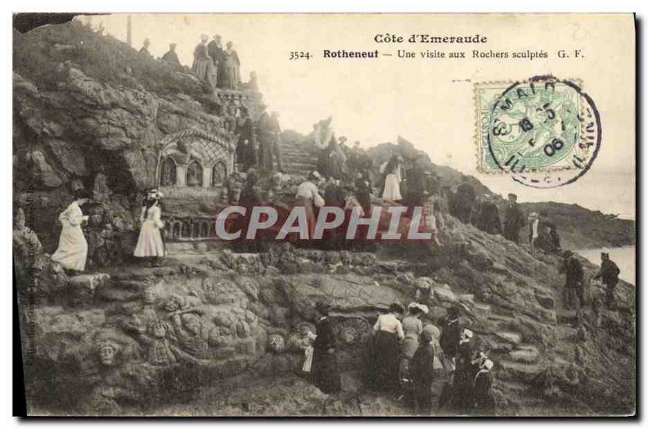 CPA Rotheneuf Une Visite aux Rochers Sculptes