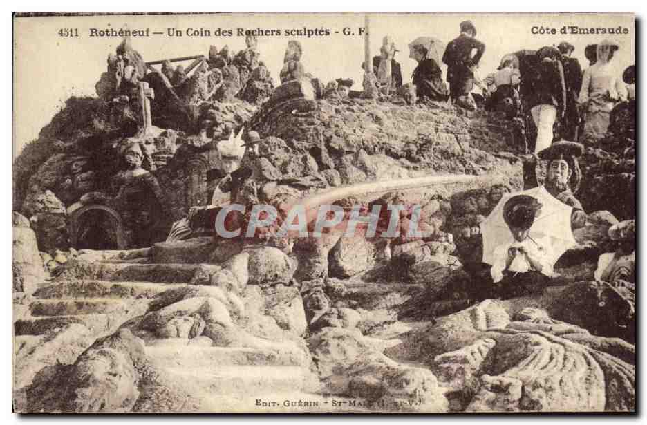 Rothéneuf — Un Coin des Rochers sculptés — G. F. — Côte d'Émeraude