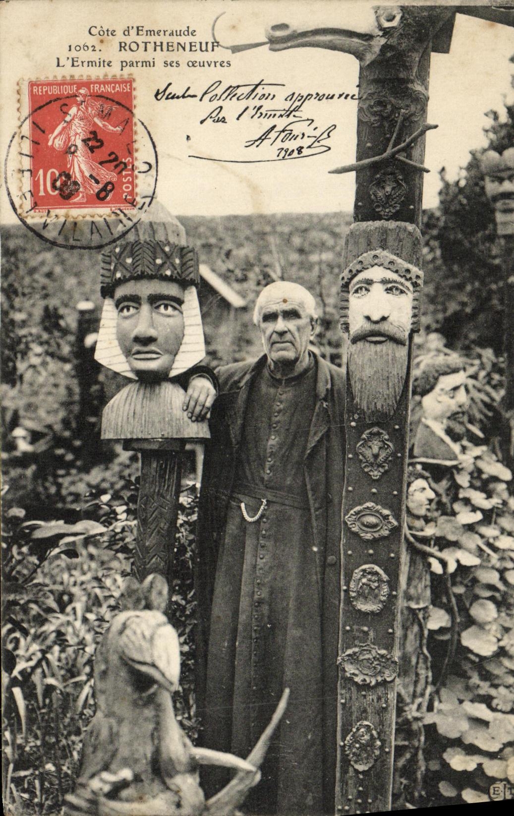 Côte d'Émeraude — ROTHENEUF — L'Ermité parmi ses œuvres — Éditeur : ROTHENEUF