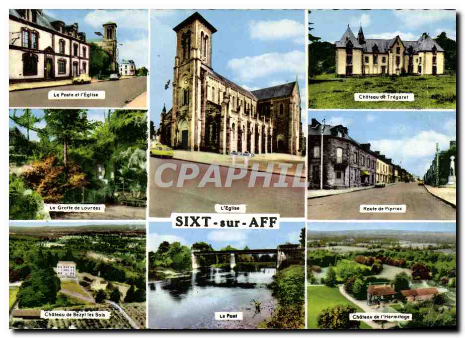 SIXT-sur-AFF — Vue panoramique avec église, châteaux et pont — Éditions GABY, Nantes