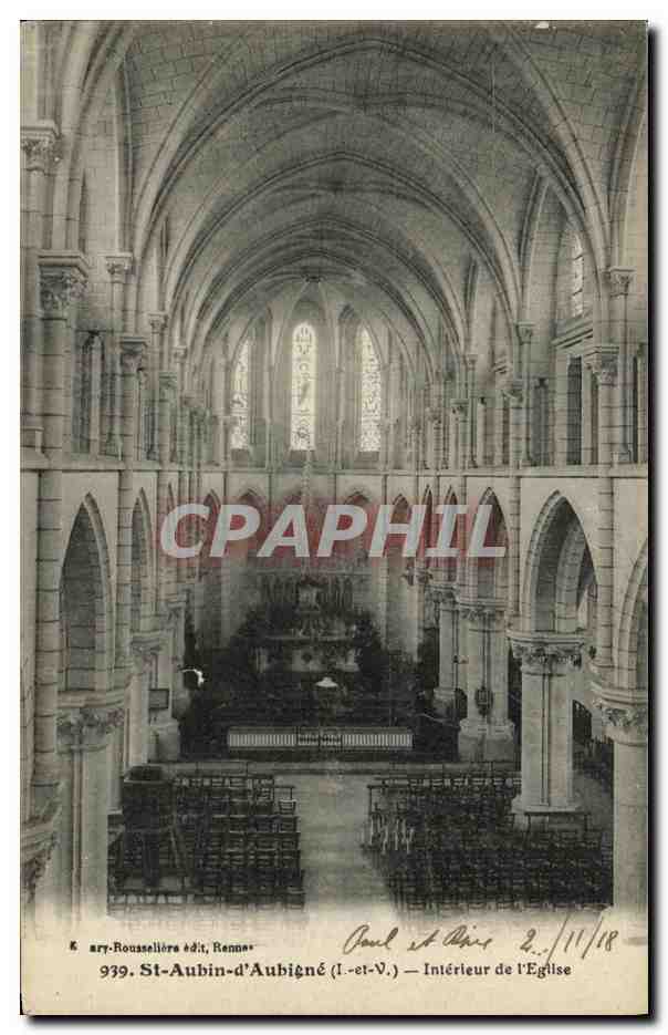 St-Aubin-d'Aubigné — Intérieur de l'Église — Mary-Roussellier édit, Rennes