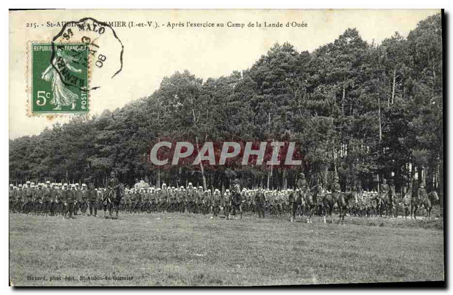 St-Aubin-du-Cormier (Il-et-V.) — Après l'exercice au Camp de la Lande d'Ouée — Hayard, phot.-édit. St-Aubin-du-Cormier