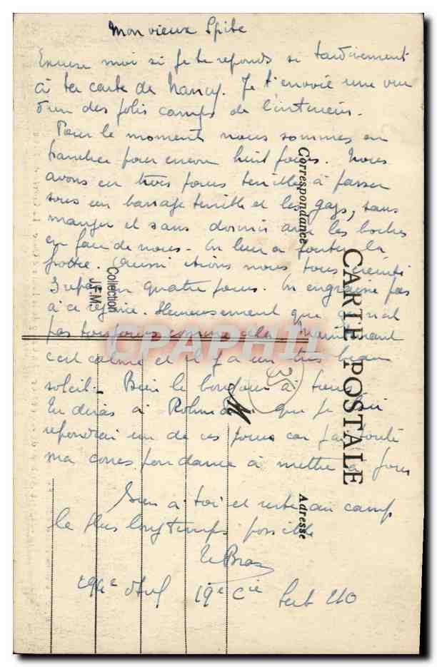 Saint-Aubin-du-Cormier — Au Camp de la Lande d'Onée — La Corvée du Matin — E. Mary-Roussellière, édit., Rennes, n°119 — Reverso