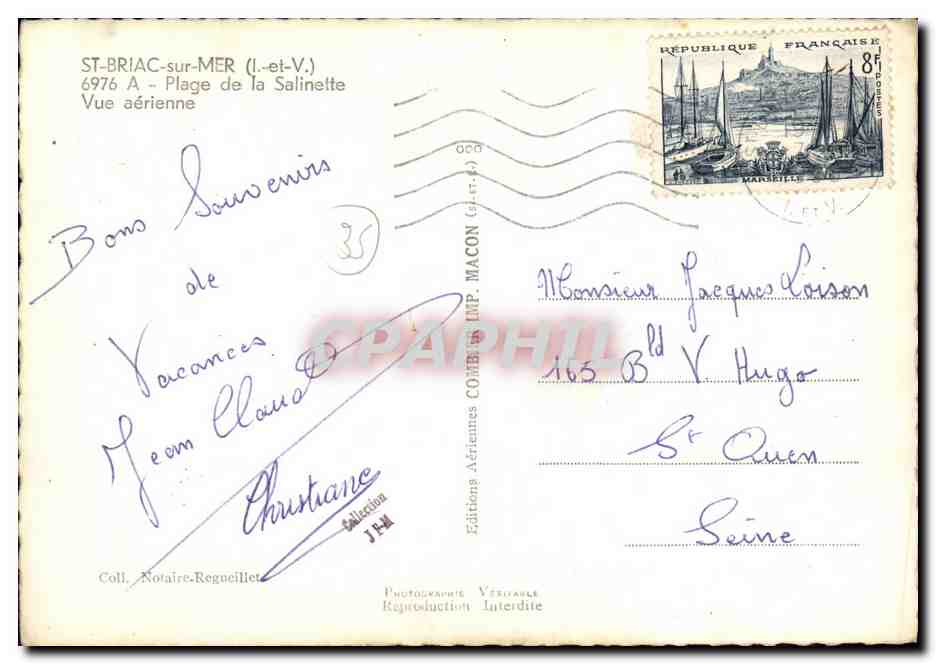 St-Briac-sur-Mer — Plage de la Salinette — Vue aérienne — Éditions Aériennes Comb. Imp. Macon — Rückseite