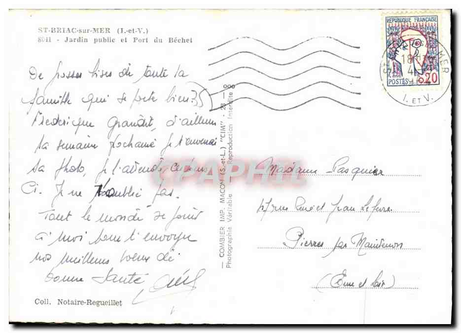 St-Briac-sur-Mer — Jardin public et Port du Béchet — Éditeur Combiér — Rückseite