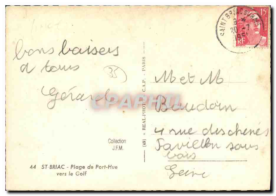 CPM Saint Briac La Plage de Port Hue Vers le Golf — Rückseite