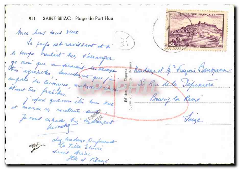 Saint-Briac - Plage de Port-Hue — édition La Cigogne, n°811 — Rückseite