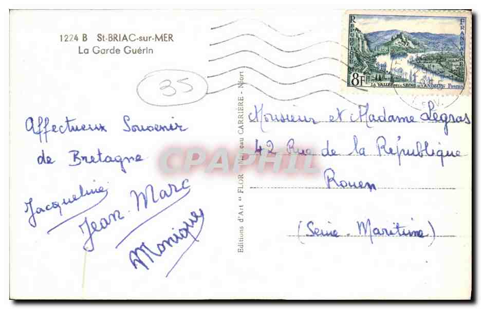 Vue de la Garde Guérin — St-Briac-sur-Mer — Éditeur A. EOR — Verso