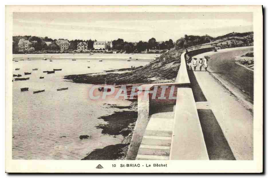 St-Briac - Le Bâchet — vue du port avec promenade et bateaux — éditeur ABA, n°10 - Recto