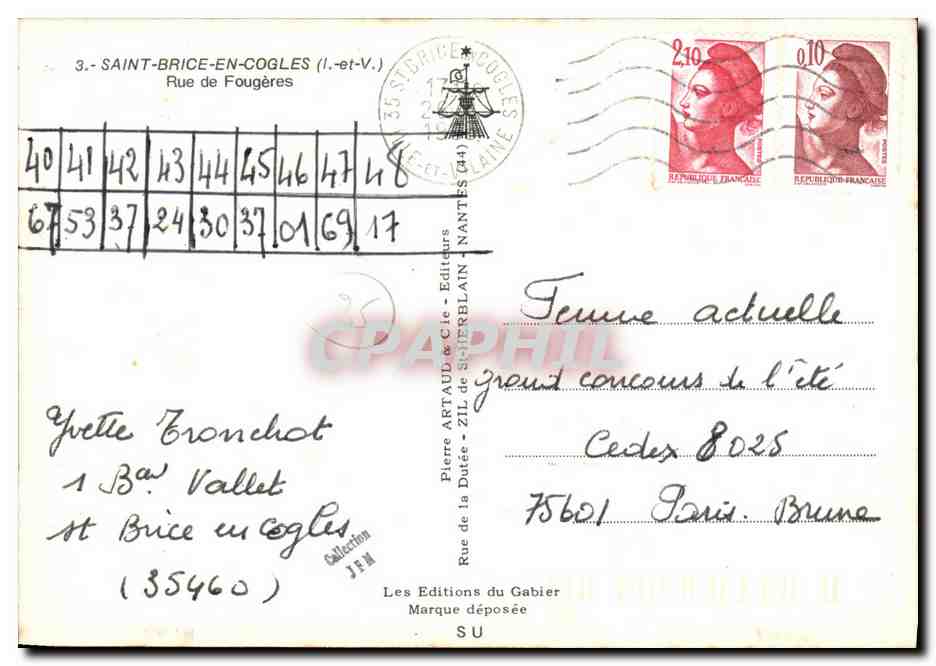 Saint-Brice-en-Cogles — rue principale avec station-service Geugeot — éditeur Pierre Artaud & Cie — Reverso