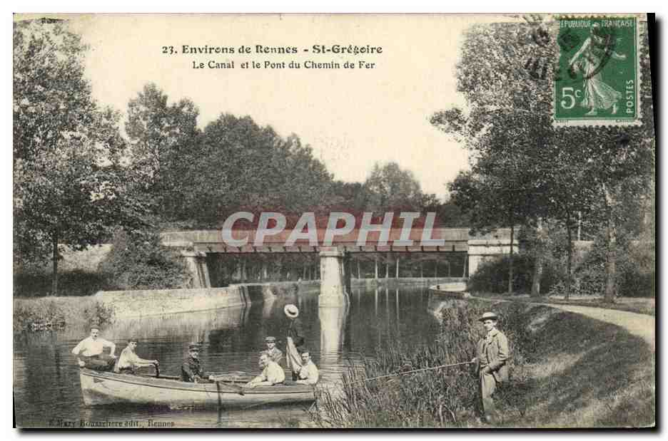 Environs de Rennes - St-Grégoire — Le Canal et le Pont du Chemin de Fer — Mary Bonnarchère édit., Rennes