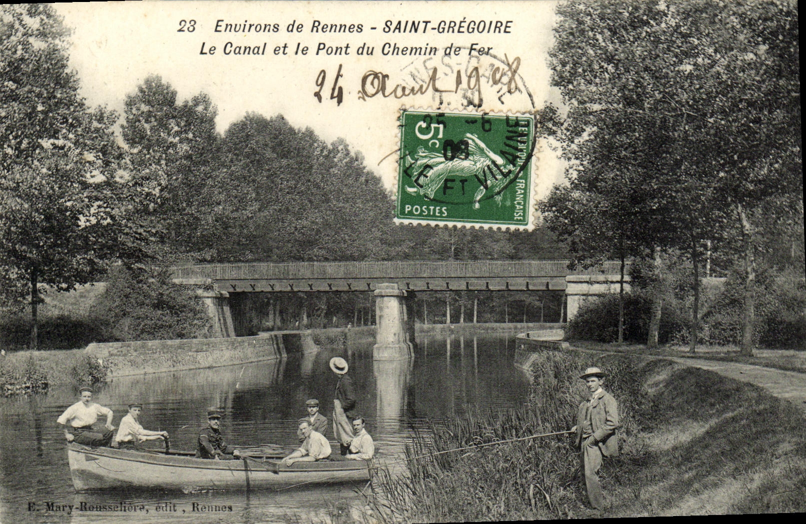 Environs de Rennes - SAINT-GRÉGOIRE — Le Canal et le Pont du Chemin de Fer — E. Mary-Ronsselière, édit., Rennes