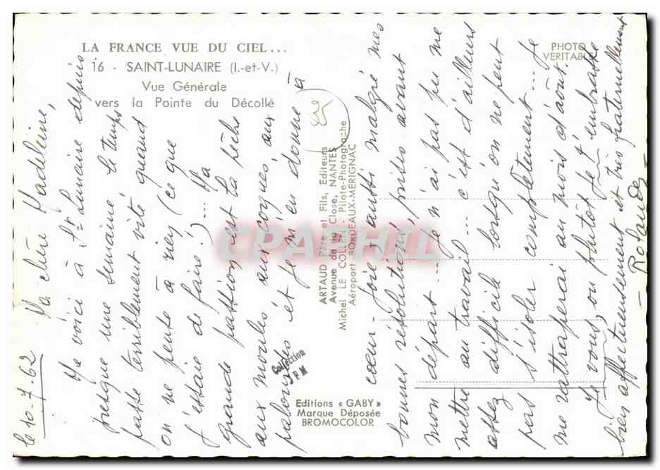 CPM Saint Lunaire Vue Generale vers la Pointe du Decolle — Verso
