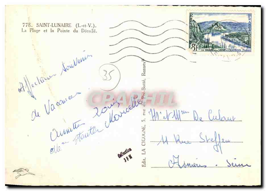 CPM Saint Lunaire La Plage et la Pointe du Decolle — Verso
