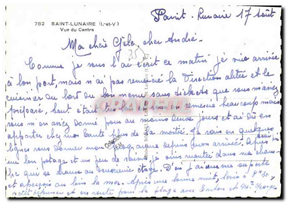 Saint-Lunaire (Il-et-V) — Vue du Centre — éditeur : Mullian, n° 782 — Verso