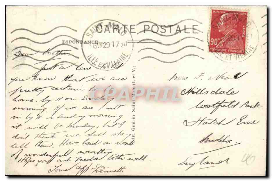 CPA St Lunaire Vue Interieure du Decolle — Verso