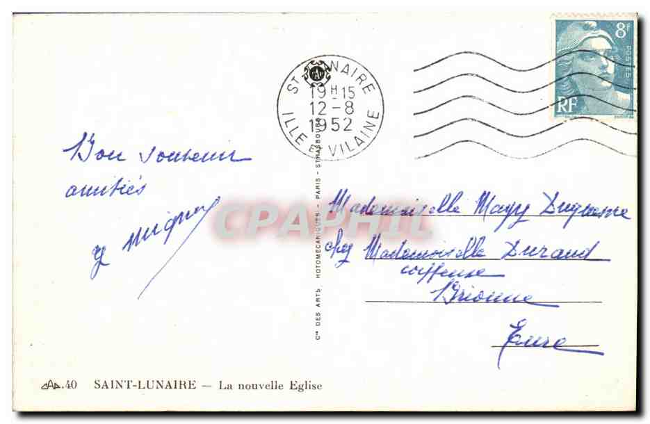 CPA Saint Lunaire La nouvelle Eglise — Rückseite
