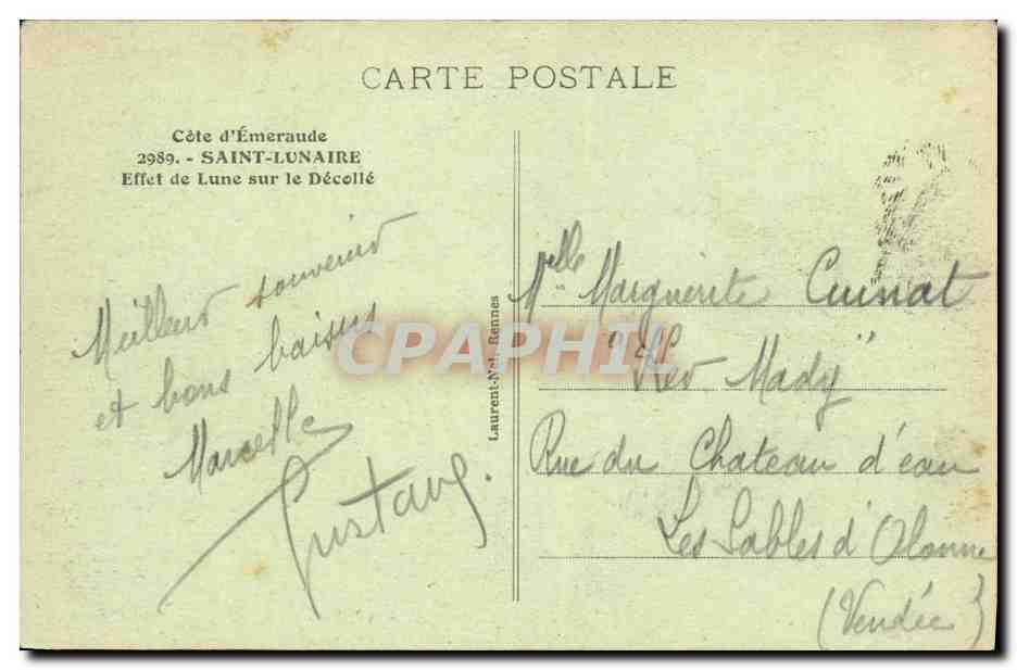 CPA Saint Lunaire Effet de Lune sur le Decolle — Verso