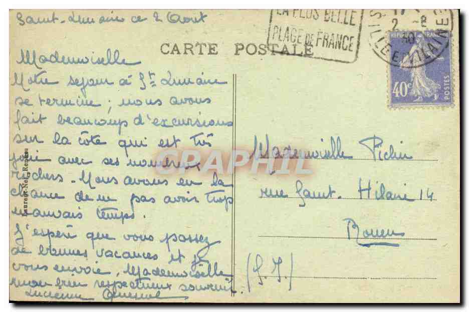 CPA St Lunaire Le Decolle — Verso