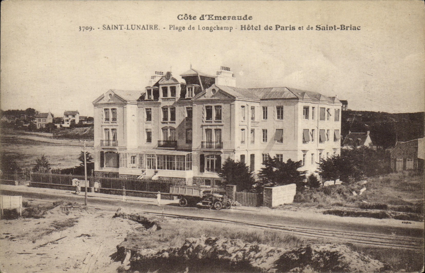 CPA St Lunaire Plage de Lonchamp Hotel de Paris et de Saint Briac