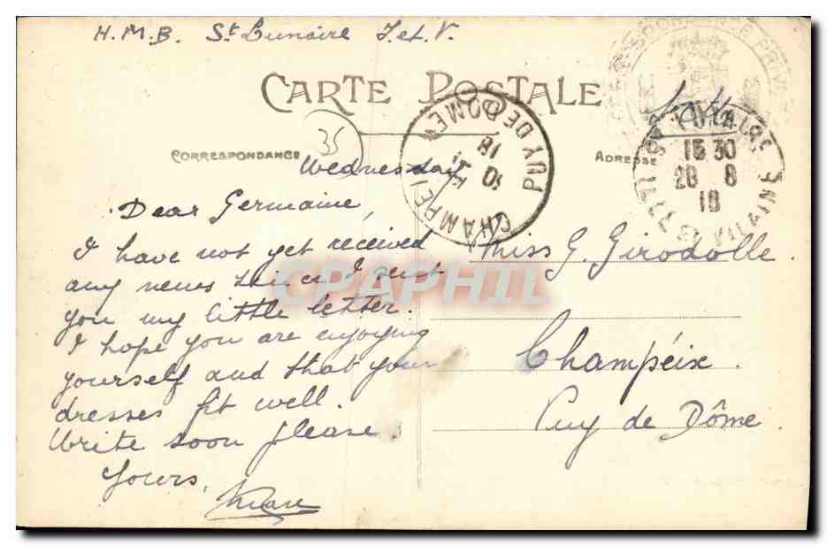 CPA Saint Lunaire Le Decolle Versant Ouest sur la plage de Longchamps Moutons — Verso